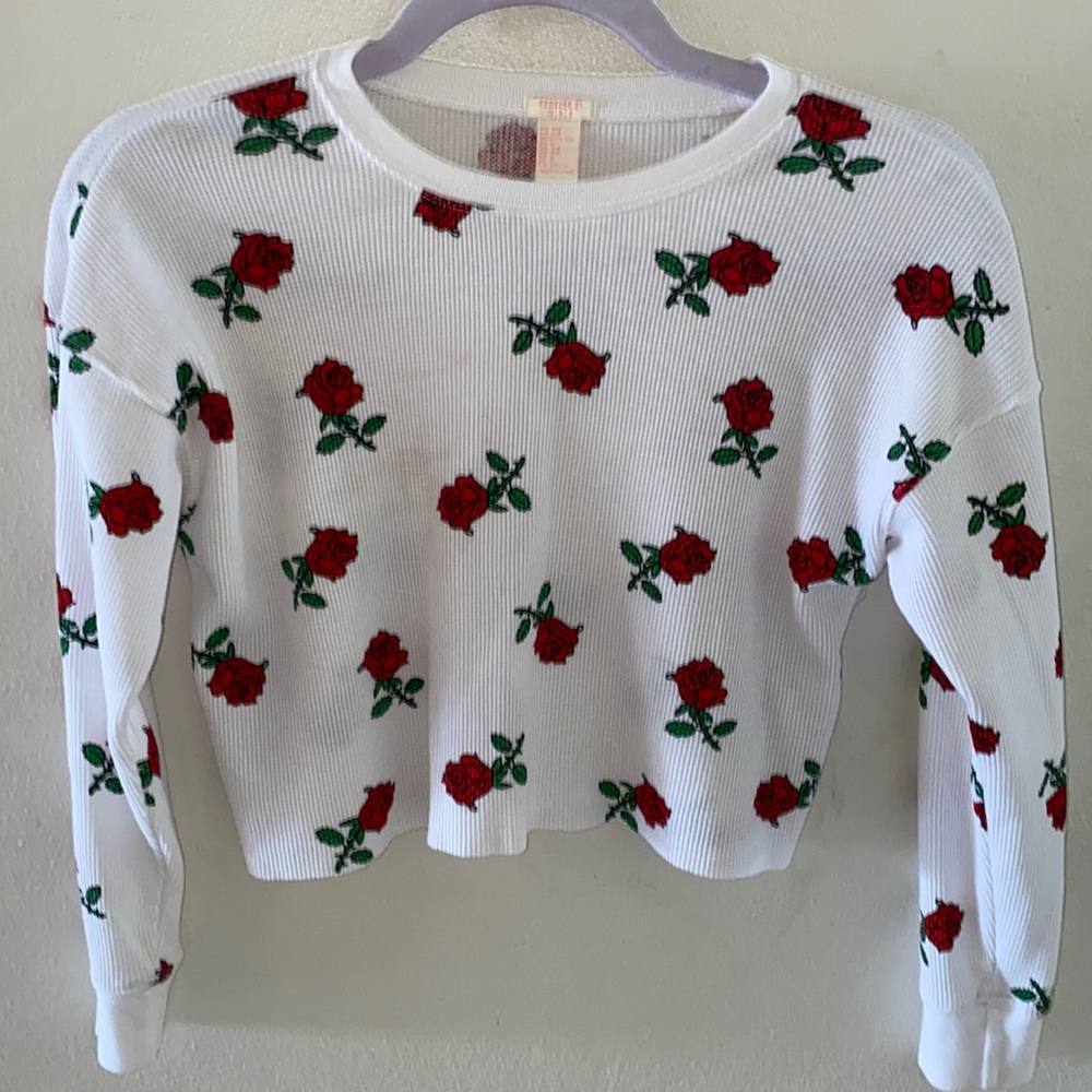 White with flowers sweater shirt